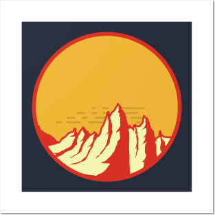 Minimalistic Art Of Vintage Mountains And Sunset Posters and Art